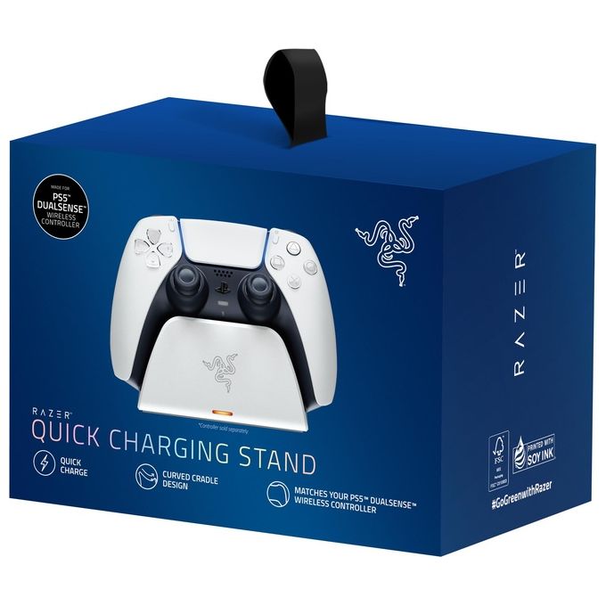 Razer Base di Ricarica Rapida Universale per PS5 - Caricabatterie Rapido per controller PS5 (Ricarica Rapida Compatibilita' Universale Sistema a Contatto Magnetica) Bianco