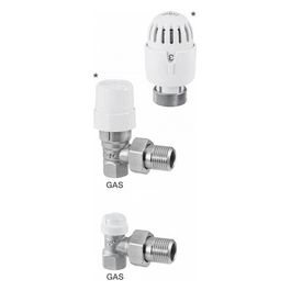 Valvola + Detentore Angolare Ferro 1/2+ Testa Termostatica Tl70Bianco