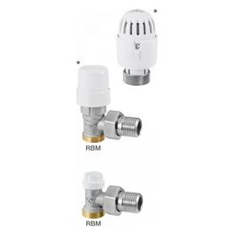 Valvola + Detentore Angolare Rame 3/8+ Testa Termostatica Tl70 Bianco