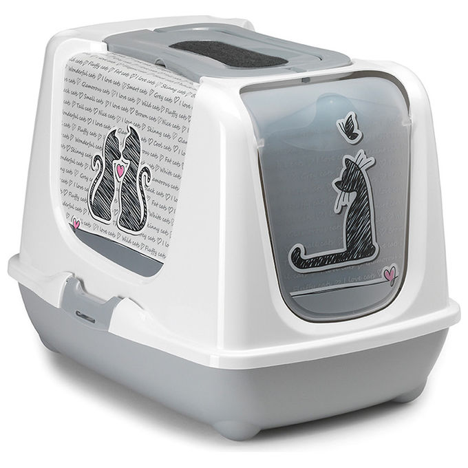 Record Bacinella igienica coperta per gatti Con amore L - (57,3 x 44,4 x 43,8h cm) Bianco