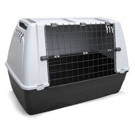 Box auto in plastica rigida e griglia in metallo per trasporto cani S - (77 x 43 x 51h cm) Grigio