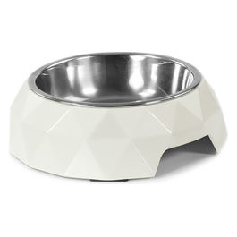 Ciotola per cani in acciaio Diamond  14 cm - Capacita' 160 ml Bianco