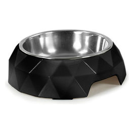 Ciotola per cani in acciaio Diamond  18 cm - Capacita' 350 ml Nero