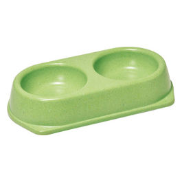 Ciotola doppia in bamboo con gommini antiscivolo  22,5 cm - Capacita' 2x 180 ml Verde