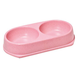 Ciotola doppia in bamboo con gommini antiscivolo  30,5 cm - Capacita' 2x 450 ml Rosa