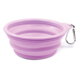 Ciotola pieghevole in TPE con moschettone  13 cm - Capacita' 450 ml Lilla