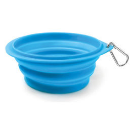 Ciotola pieghevole in TPE con moschettone  16,5 cm - Capacita' 650 ml Azzurro