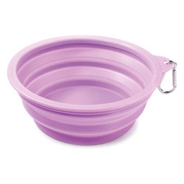 Ciotola pieghevole in TPE con moschettone  18 cm - Capacita' 1 l Lilla