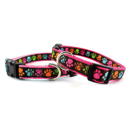 Collare per cani in Nylon linea Zampine S - 1,9 cm|Circonferenza 45-50 cm Rosa