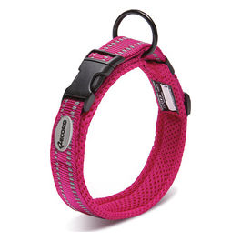 Collare per cani in nylon con dettagli catarifrangenti Ande XXS - 1,5 cm|Circonferenza 28-30 cm Fucsia