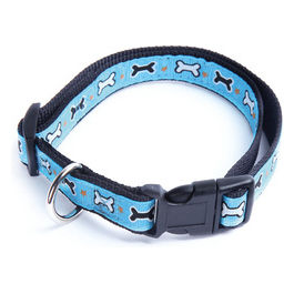 Collare per cani in Nylon linea Ossicini M - 1,9 cm|Circonferenza 35-50 cm Azzurro