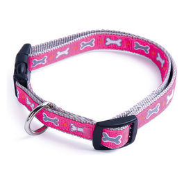 Collare per cani in Nylon linea Ossicini M - 1,9 cm|Circonferenza 35-50 cm Rosa