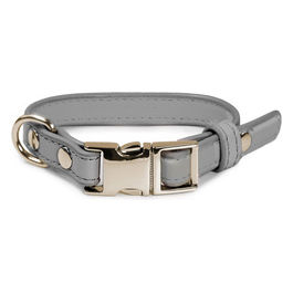 Collare per cani in similpelle con fibbia in metallo XS - 1,5 cm|Circonferenza 28-38 cm Grigio
