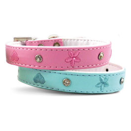 Collare per cani in similpelle con strass e ricami S - 1,5 cm|Circonferenza 20-25 cm Azzurro