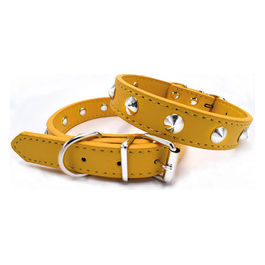 Collare per cani in similpelle con piccole borchie S - 1,9 cm|Circonferenza 40-45 cm Giallo