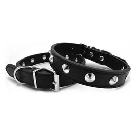 Collare per cani in similpelle con piccole borchie S - 1,9 cm|Circonferenza 40-45 cm Nero
