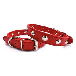 Collare per cani in similpelle con piccole borchie S - 1,9 cm|Circonferenza 40-45 cm Rosso