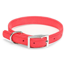 Collare per cani in similpelle scamosciata XS - 1,6 cm|Circonferenza 20-30 cm Rosso