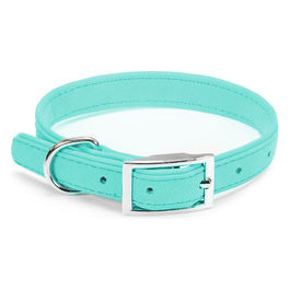 Collare per cani in similpelle scamosciata S - 1,9 cm|Circonferenza 30-40 cm Acquamarina