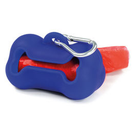 Dispenser sacchetti igienici per cani in silicone Osso 8 x 4,5 x 4 cm Blu