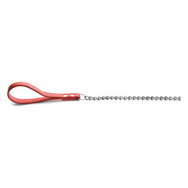 Guinzaglio per cani a catena con manico in ecopelle S - 2,5 cm|Lunghezza 100 cm 