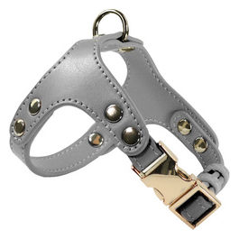 Pettorina per cani in similpelle S - Circonferenza 44-53 cm Grigio