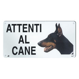 Targa in metallo Attenti al cane con immagine cane 20 x 10 cm 