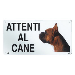 Targa in metallo Attenti al cane con immagine cane 20 x 10 cm 