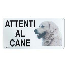 Targa in metallo Attenti al cane con immagine cane 20 x 10 cm 
