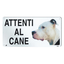 Targa in metallo Attenti al cane con immagine cane 20 x 10 cm 