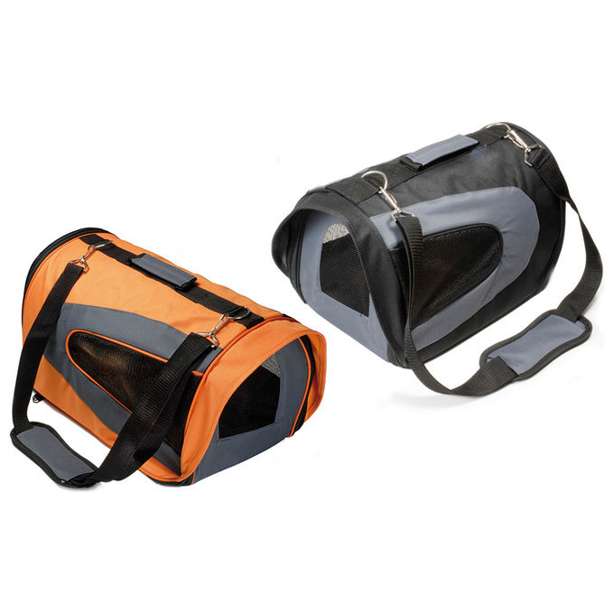 Record Trasportino Bicolor con guinzaglio e taschino in tessuto per cani e gatti L - (45 x 26 x 27h cm-Fino a 6 kg) Colori Assortiti
