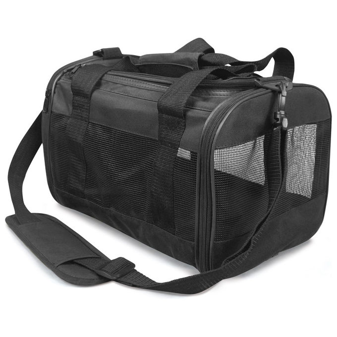 Record Trasportino rettangolare con rete e tracolla in tessuto cani e gatti L - (46 x 25,5 x 26,5h cm-Fino a 6 kg)