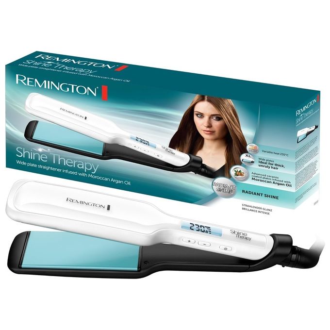 Remington Piastra Larga Shine Therapy Piastre in Ceramica con Olio Argan Infuso Display Lcd