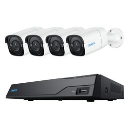 5MP PoE Kit Videosorveglianza Esterno, 4K NVR 8CH 2TB + 4x 5MP Telecamera, Rilevamento di Uomo/Veicolo, Visione Notturna IR, Impermeabile IP67, Registrazione 24/7, RLK8-410B4-5MP
