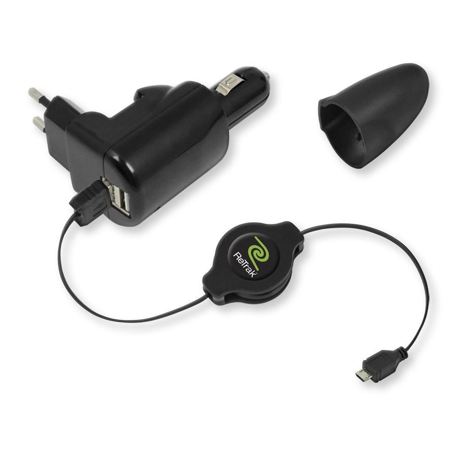 Retrak Caricabatterie Micro Usb Combo Auto/casa Retrattile