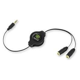 Cavo Jack da 3,5mm A Splitter 2 Auricolari Rettrattile Nero