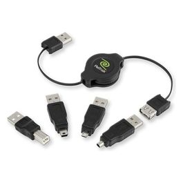 Retrak Cavo Usb con Adattatore Intercambiabile Retrattile 1mt Nero