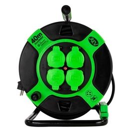Avvolgicavo in Plastica 40mt IP 44 4-Fold Nero/verde
