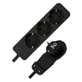 Presa Multipla 2mt 3 Prese Spina Piatta Nero