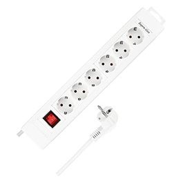 Presa Multipla 6 Ingressi 2.4mt Supraline con Interruttore Bianco