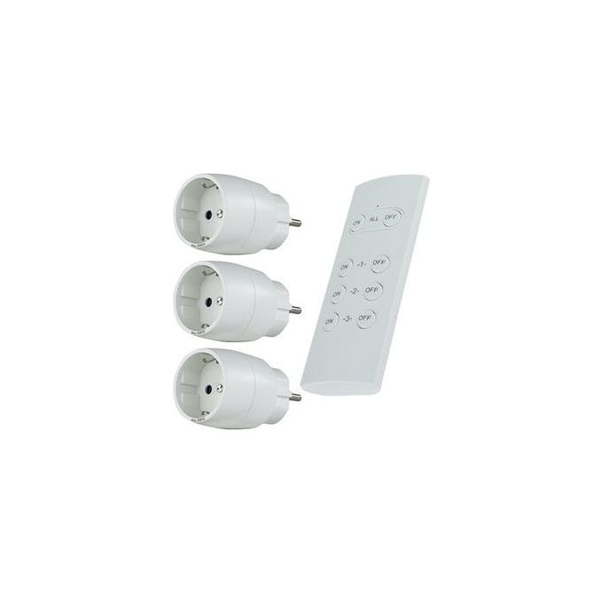 Rev Presa Radio con 3 Prese con Telecomando Bianco