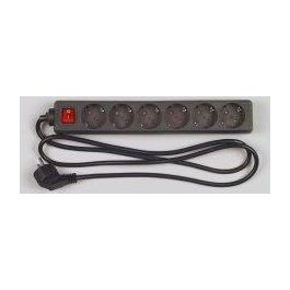 Presa da Tavolo 6-Fold 1,4mt con Interruttore Nero