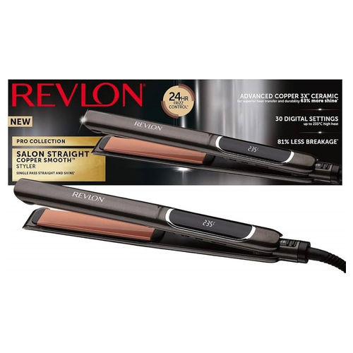 RVST2175E Pro Collection Salon Straight Piastra per capelli 30 impostazioni 235°C piastre rame ceramica 125 mm colore Nero