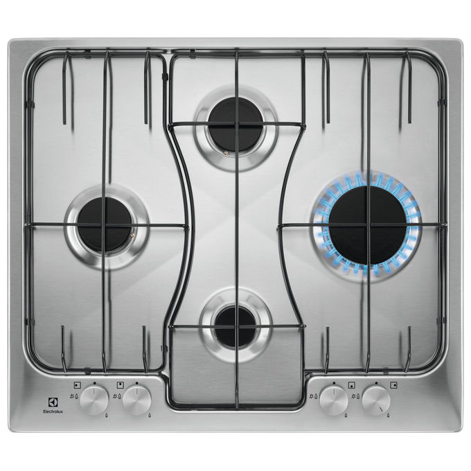 Electrolux piano cottura gas 4 fuochi crosscook 60 cm acciaio inox rgg6242lox