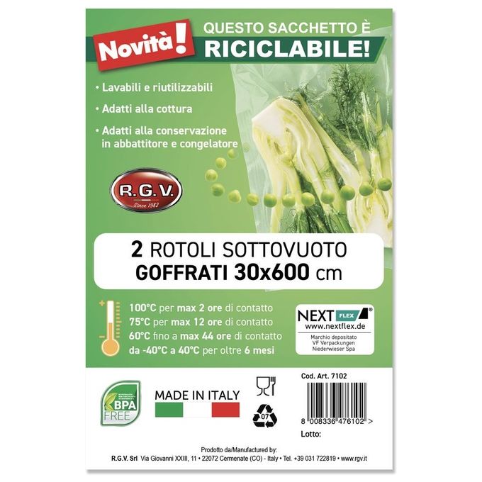 RGV Busta 2 Rotoli 30x600cm Rotoli Goffrati