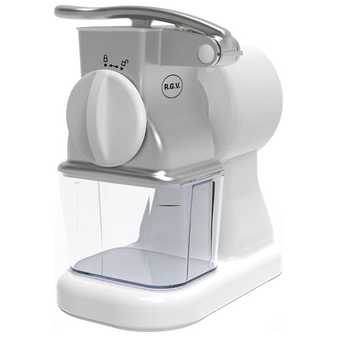 RGV Robusta Junior Grattugia Elettrica Rullo Inox Tramoggia Alluminio Contenitore Estraibile con Coperchio Salvafreschezza 150 W