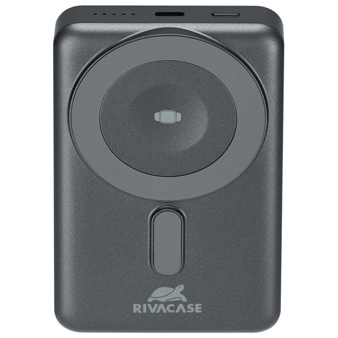 Rivacase VA2608 Batteria Portatile 10000mAh Ricarica Wireless Nero-Grigio