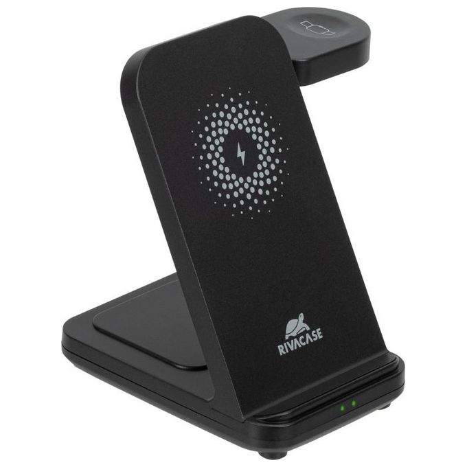 Rivacase VA4916 WH3 Caricatore Wireless 3 in 1 Ricarica 3 Dispositivi Contemporaneamente Certificato Qi 15W Nero