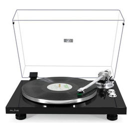 Giradischi Bluetooth Nero Lucido, Testina Magnetica, Preamplificatore ON/OFF