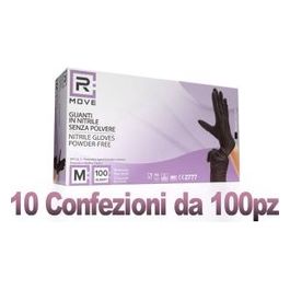 Rmove 10 Confezioni da 100 Pezzi Taglia M in Nitrile Nero Uso Medico Senza Polvere